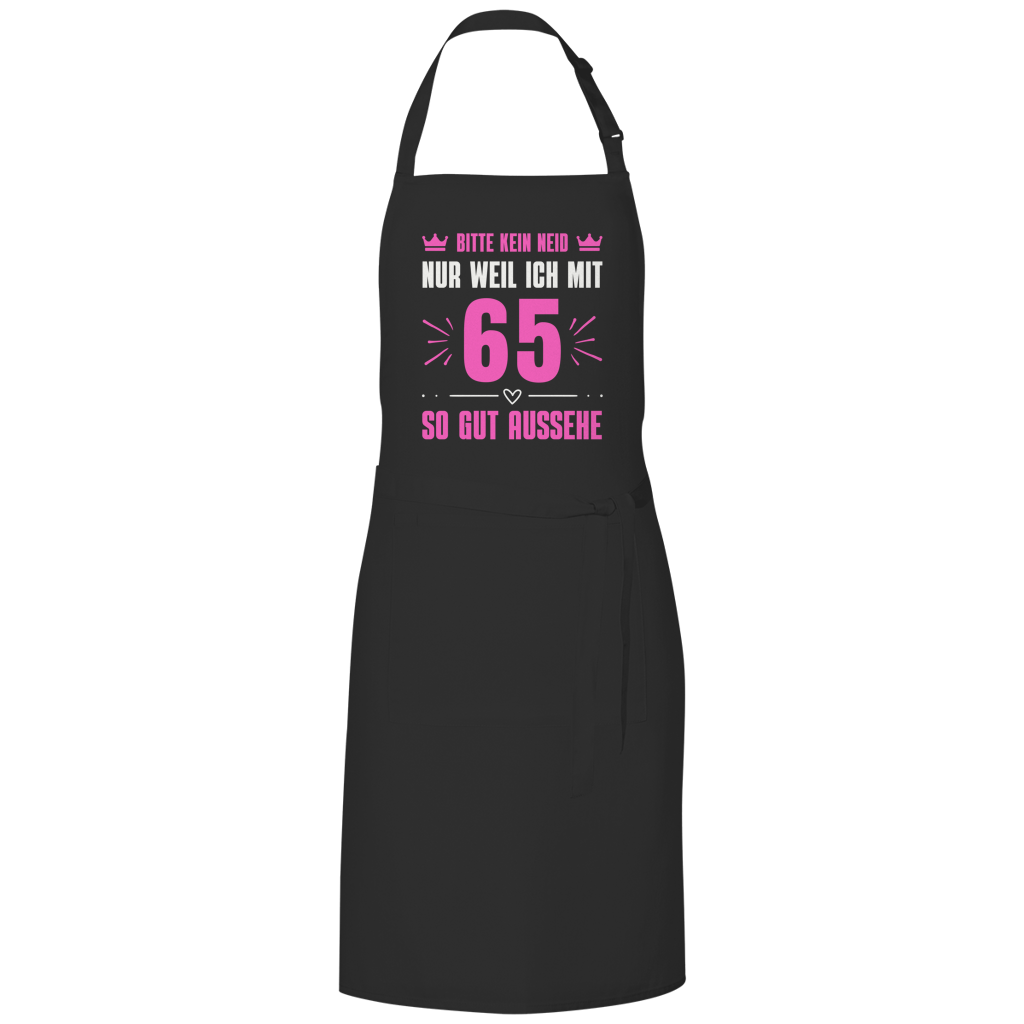Grillschürze "Bitte kein Neid, nur weil ich mit 65" (Pinkes Motiv)