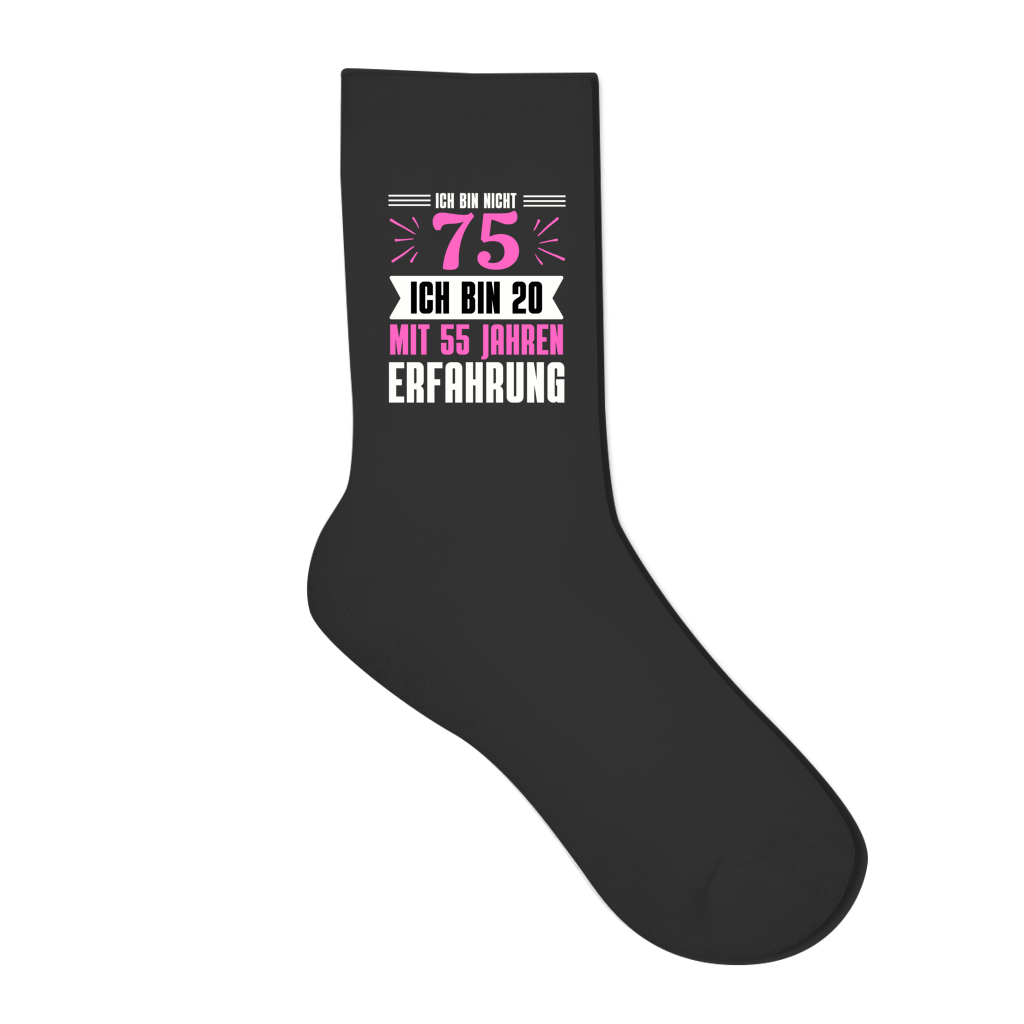 Socken "Ich bin nicht 75" (Pinkes Motiv) rückseite