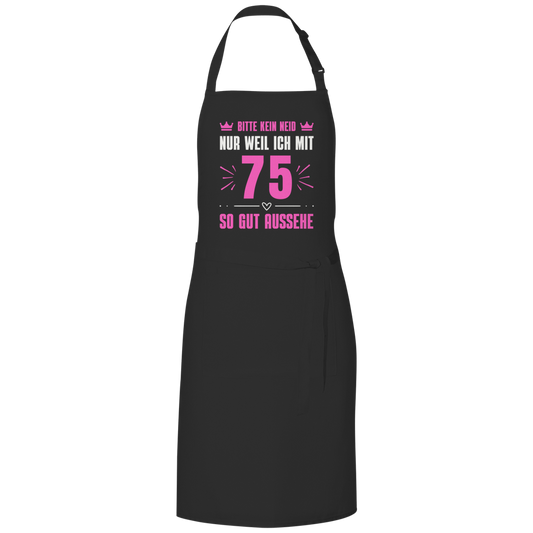 Grillschürze "Bitte kein Neid, nur weil ich mit 75" (Pinkes Motiv)
