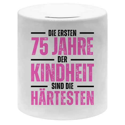 Spardose "Die ersten 75 Jahre der Kindheit"