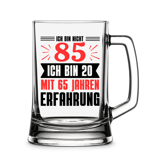 Bierkrug "Ich bin nicht 85" (Rotes Motiv)