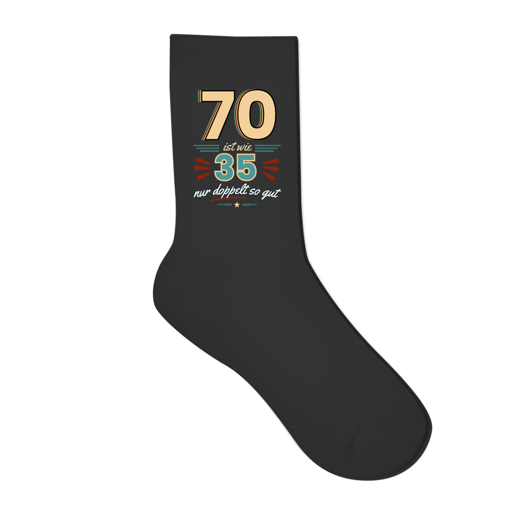 Socken "70 ist wie 35, nur doppelt so gut" Rückseite