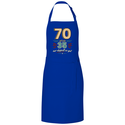 Grillschürze "70 ist wie 35, nur doppelt so gut" blau