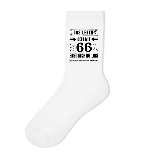 Socken "Das Leben geht mit 66 erst richtig los"