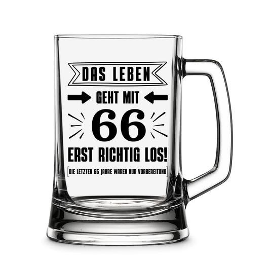 Bierkrug "Das Leben geht mit 66 erst richtig los"