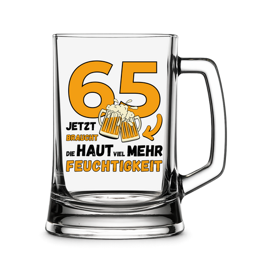 Bierkrug "65 - Jetzt braucht die Haut viel mehr Feuchtigkeit"