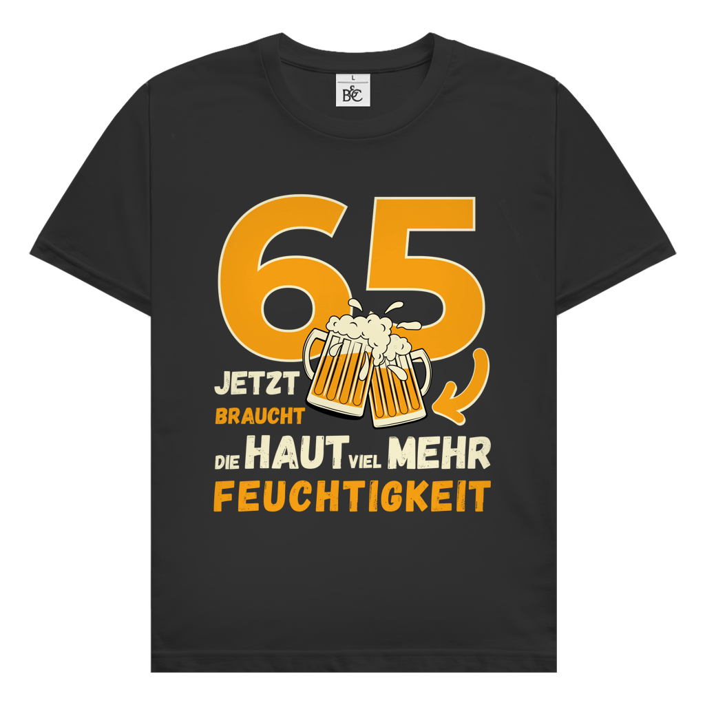 Herren T-Shirt "65 - Jetzt braucht die Haut mehr Feuchtigkeit" schwarz