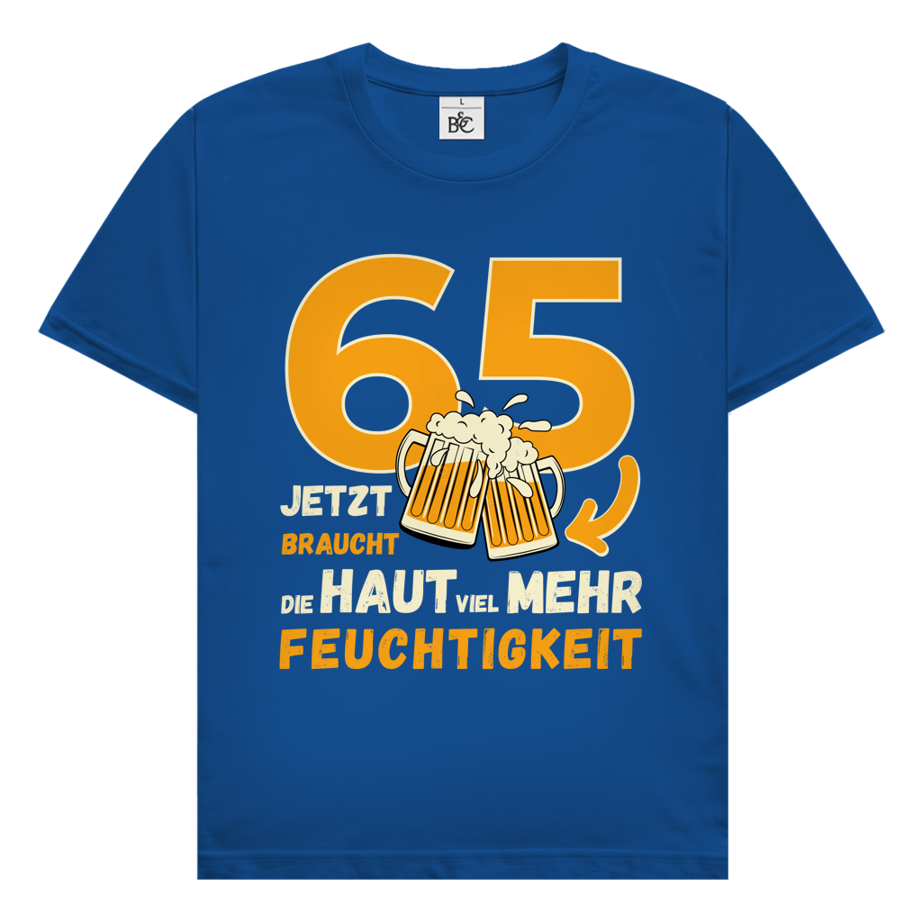 Herren T-Shirt "65 - Jetzt braucht die Haut mehr Feuchtigkeit" blau