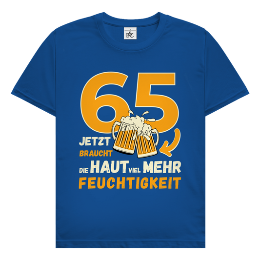 Herren T-Shirt "65 - Jetzt braucht die Haut mehr Feuchtigkeit" blau