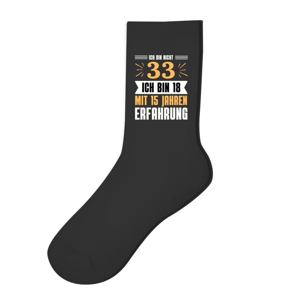 Socken "Ich bin nicht 33" (Orangenes Motiv)