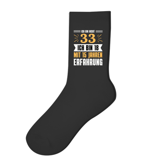 Socken "Ich bin nicht 33" (Orangenes Motiv)