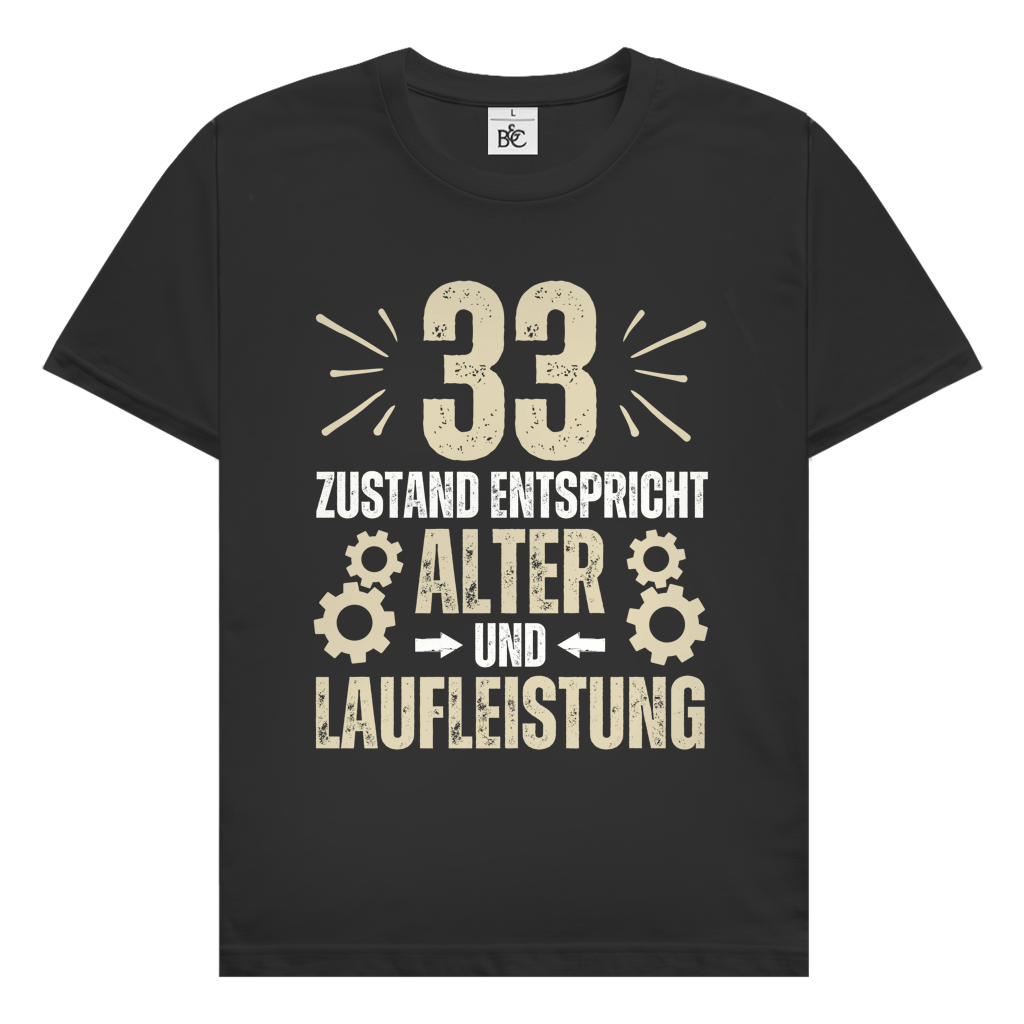 Herren T-Shirt "33 - Zustand entspricht Alter und Laufleistung"