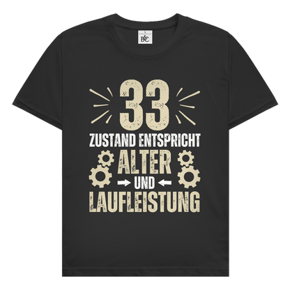 Herren T-Shirt "33 - Zustand entspricht Alter und Laufleistung"