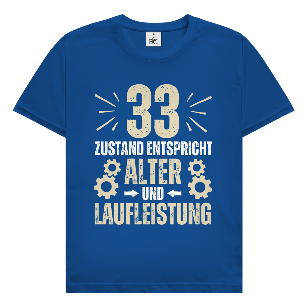 Herren T-Shirt "33 - Zustand entspricht Alter und Laufleistung"
