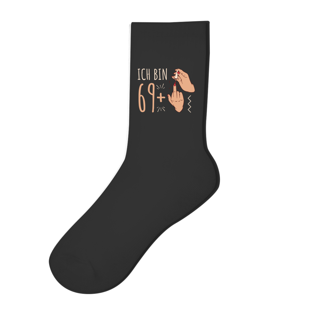 Socken 70. Geburtstag  "Ich bin 69 plus lackierter Mittelfinger"