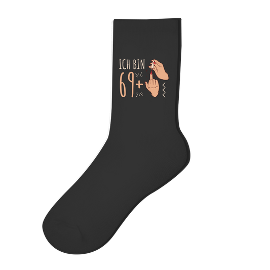 Socken 70. Geburtstag  "Ich bin 69 plus lackierter Mittelfinger"