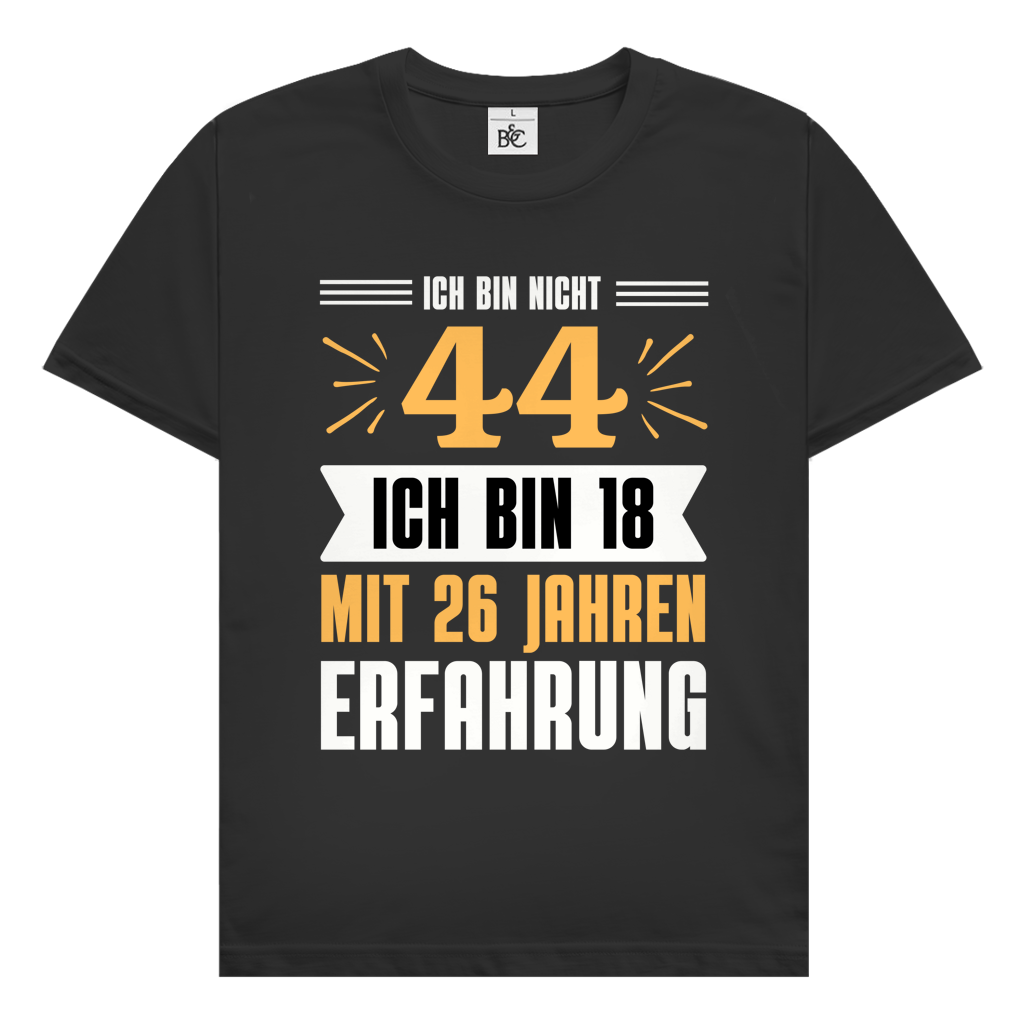 Herren T-Shirt Ich bin nicht 44 (Orangenes Motiv) Schwarz