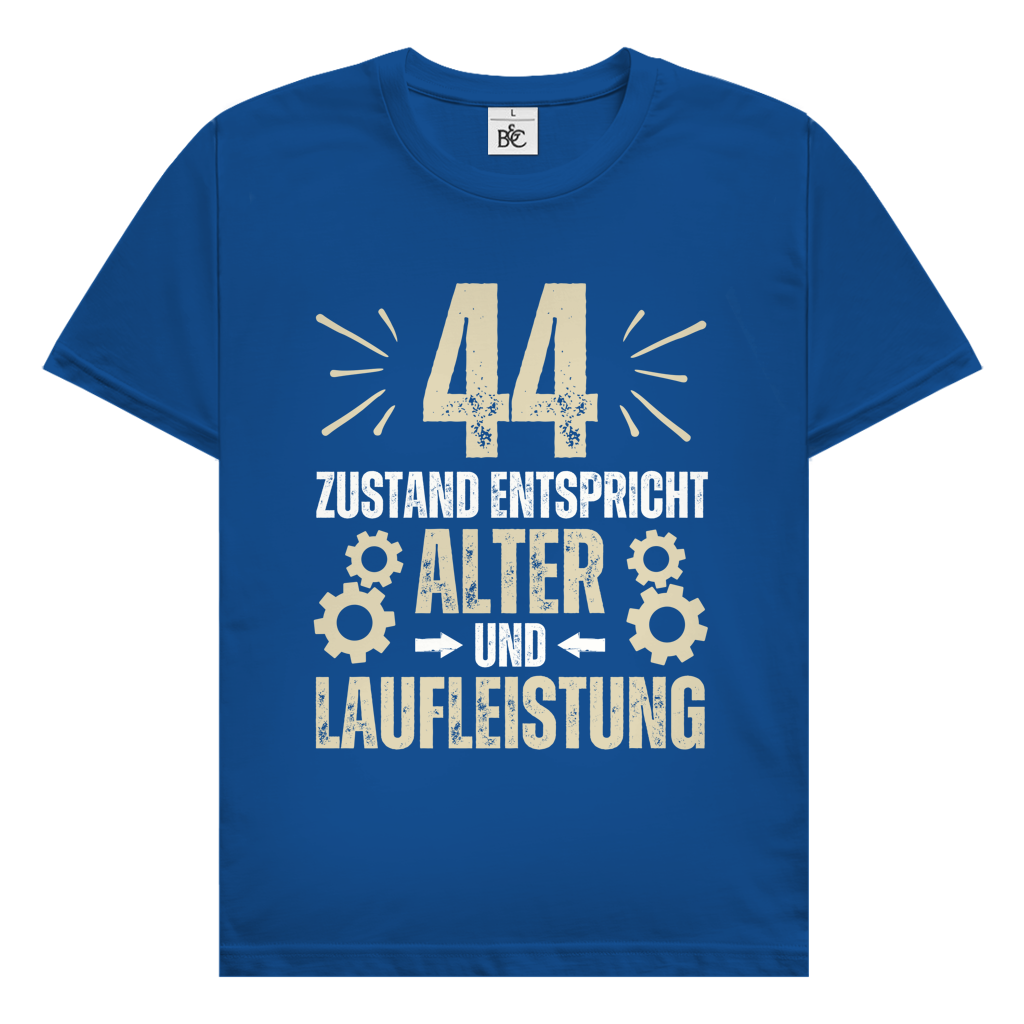 Herren T-Shirt "44 - Zustand entspricht Alter und Laufleistung"  royal blau