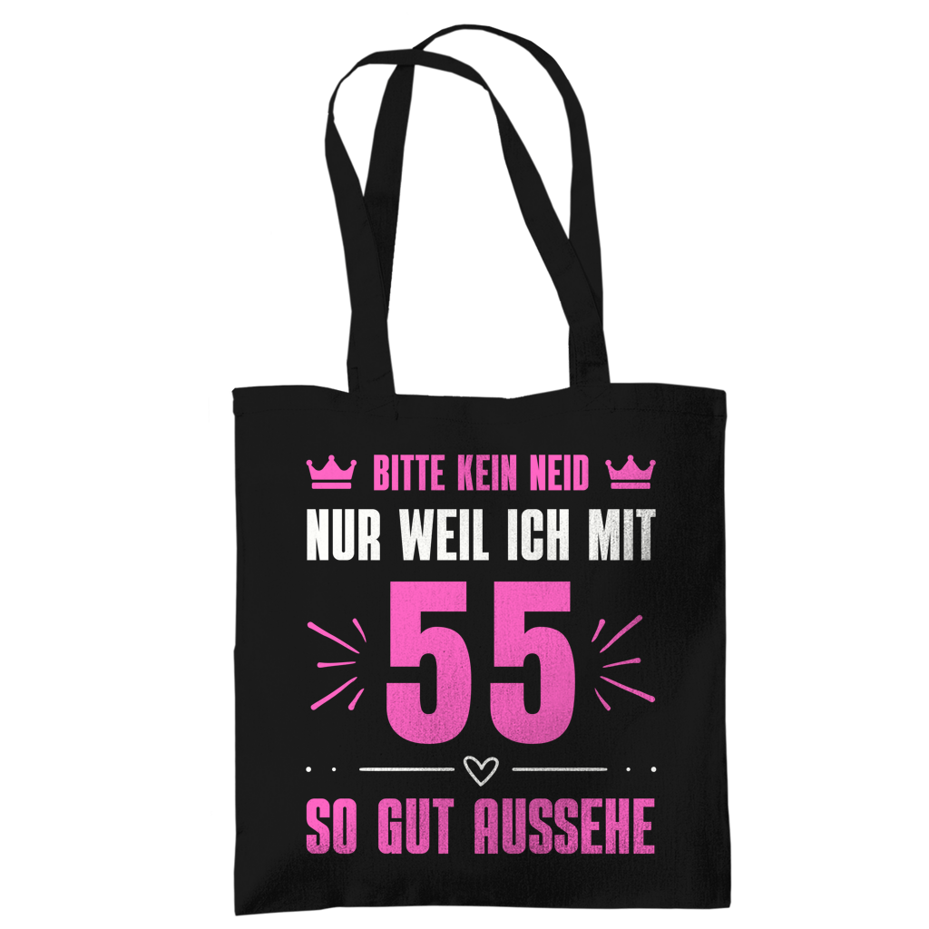 Tragetasche "Bitte kein Neid, nur weil ich mit 55" (Pinkes Motiv)