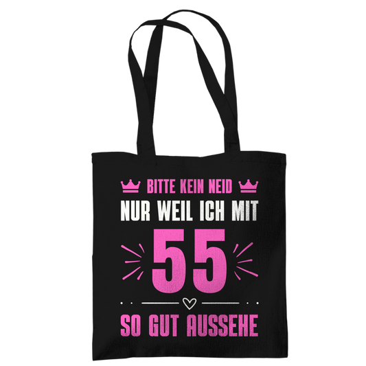 Tragetasche "Bitte kein Neid, nur weil ich mit 55" (Pinkes Motiv)
