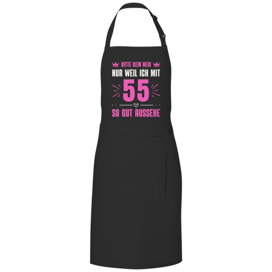 Grillschürze "Bitte kein Neid, nur weil ich mit 55" (Pinkes Motiv)