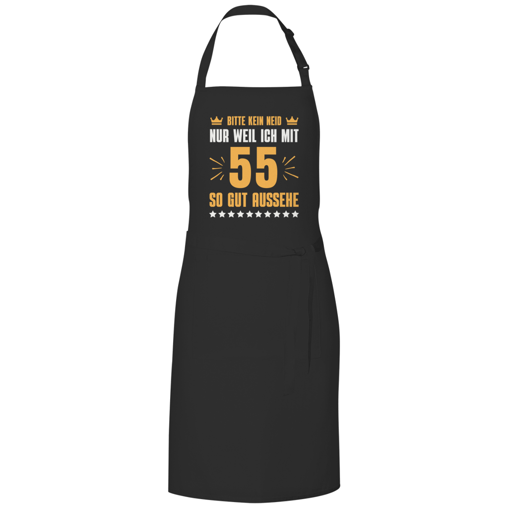 Grillschürze "Bitte kein Neid, nur weil ich mit 55" (Orangenes Motiv)