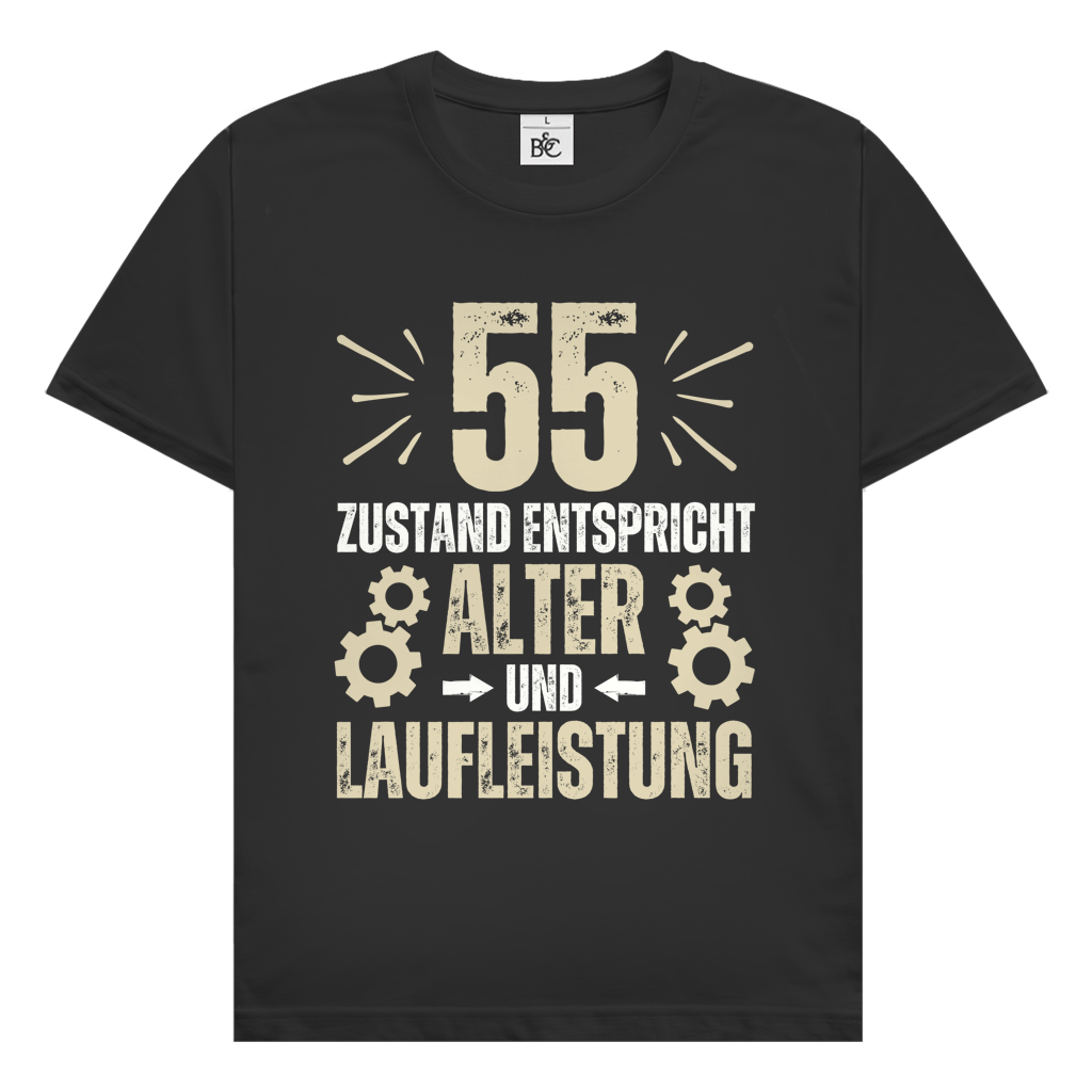 Herren T-Shirt "55 - Zustand entspricht Alter und Laufleistung" Schwarz