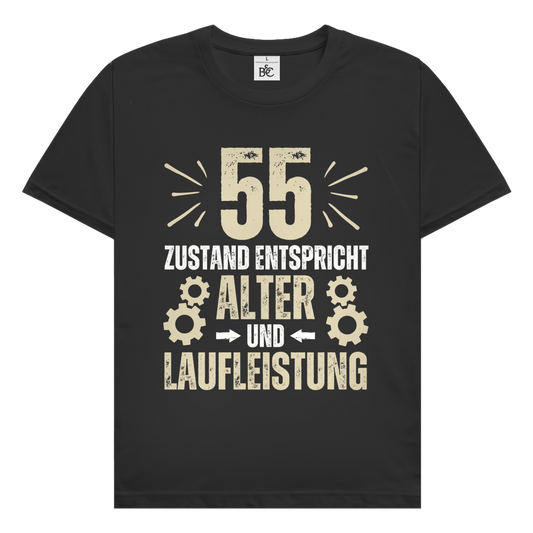 Herren T-Shirt "55 - Zustand entspricht Alter und Laufleistung" Schwarz