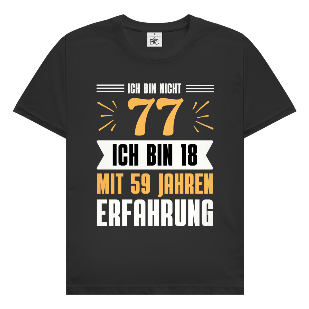 Herren T-Shirt "Ich bin nicht 77" (Orangenes Motiv)