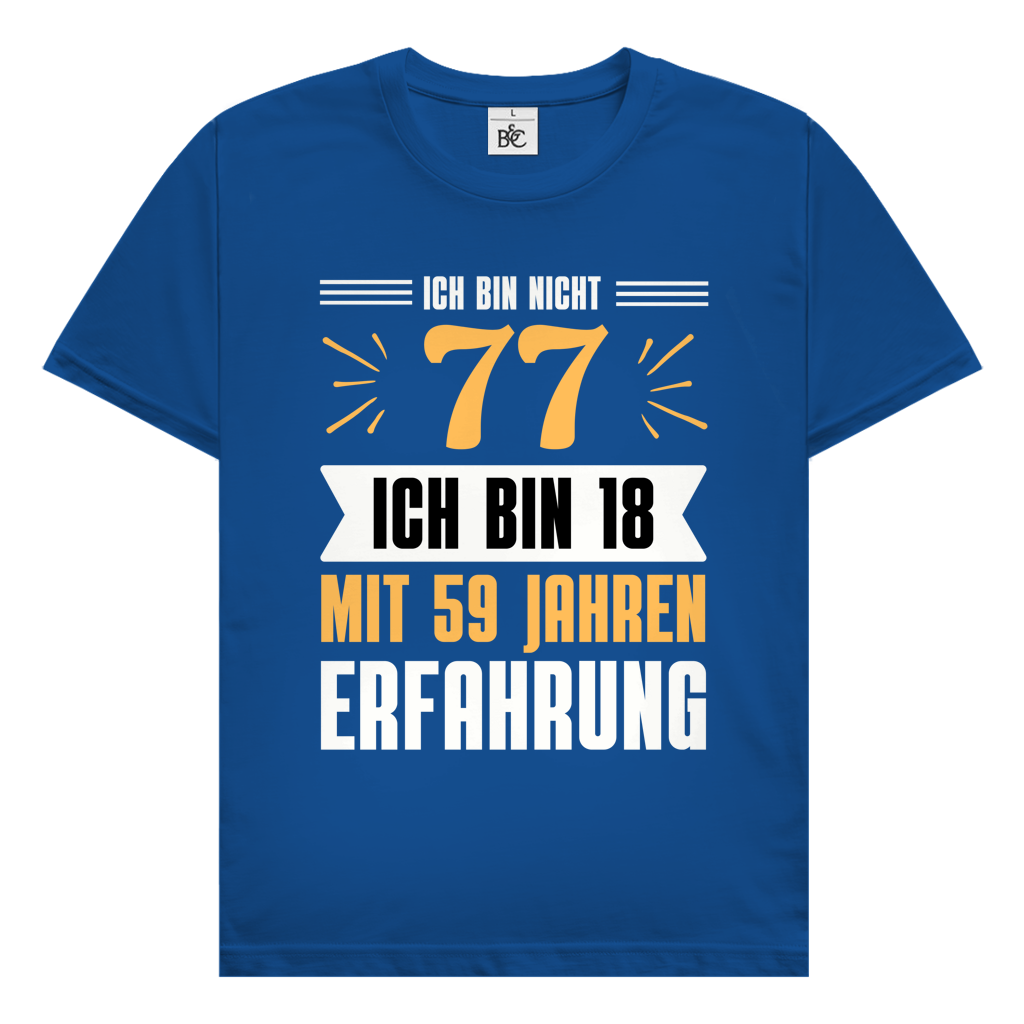 Herren T-Shirt "Ich bin nicht 77" (Orangenes Motiv)