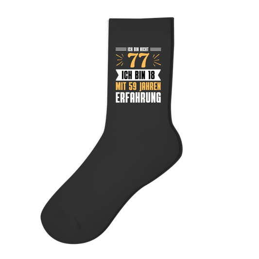 Socken "Ich bin nicht 77" (Orangenes Motiv)