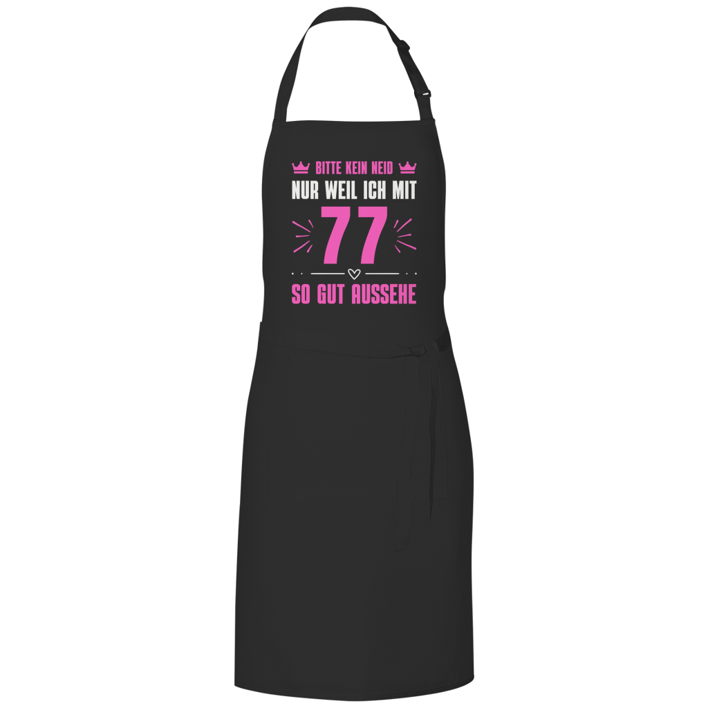 Grillschürze "Bitte kein Neid, nur weil ich mit 77" (Pinkes Motiv)