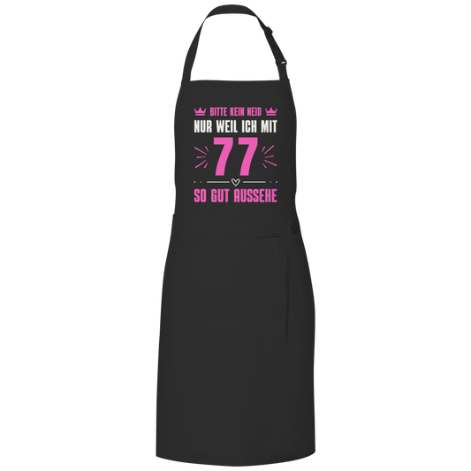 Grillschürze "Bitte kein Neid, nur weil ich mit 77" (Pinkes Motiv)