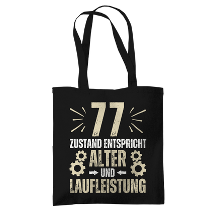 Tragetasche "77 - Zustand entspricht Alter und Laufleistung"