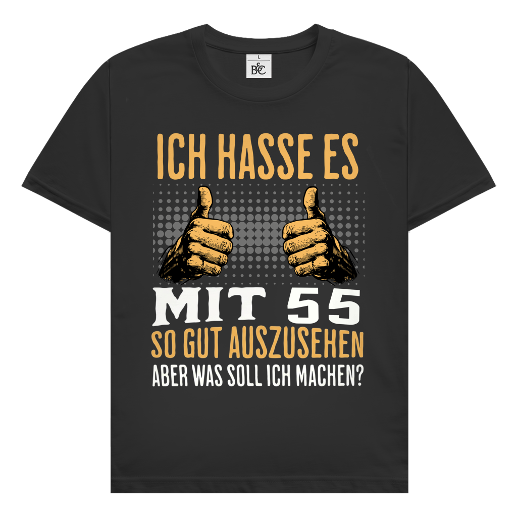 Herren T-Shirt 55. Geburtstag "Ich hasse es mit 55 so gut auszusehen" schwarz