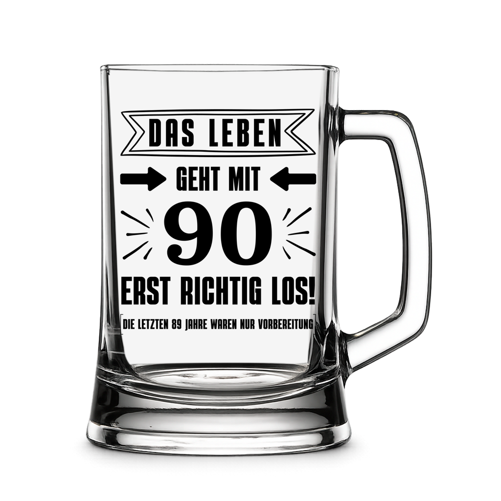Bierkrug "Das Leben geht mit 90 erst richtig los"