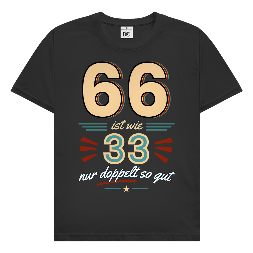 Herren T-Shirt "66 ist wie 33, nur doppelt so gut" (Retro) schwarz