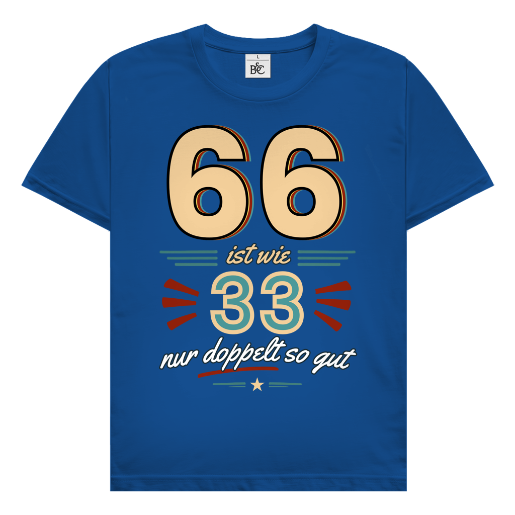 Herren T-Shirt "66 ist wie 33, nur doppelt so gut" (Retro) blau