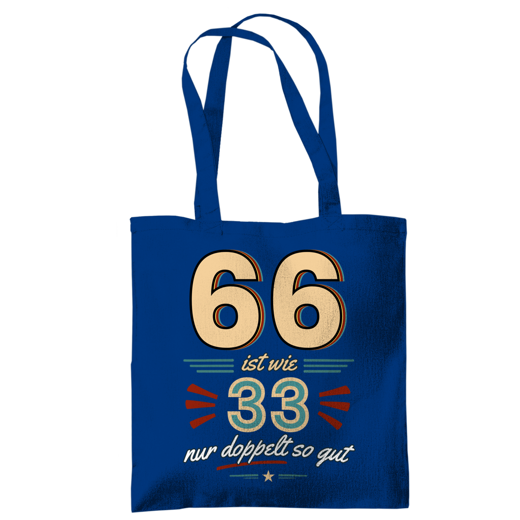 Tragetasche "66 ist wie 33, nur doppelt so gut" (Retro) blau