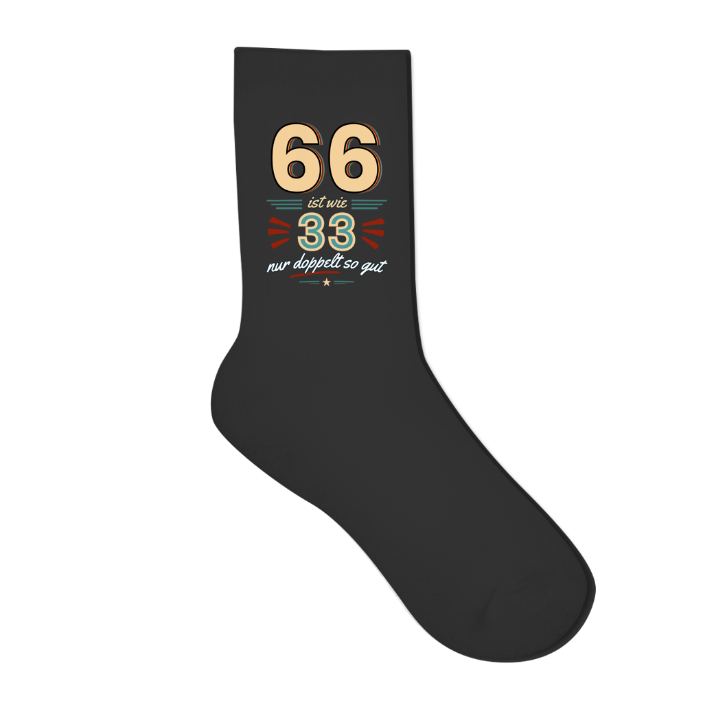 Socken "66 ist wie 33, nur doppelt so gut" (Retro) Rückseite
