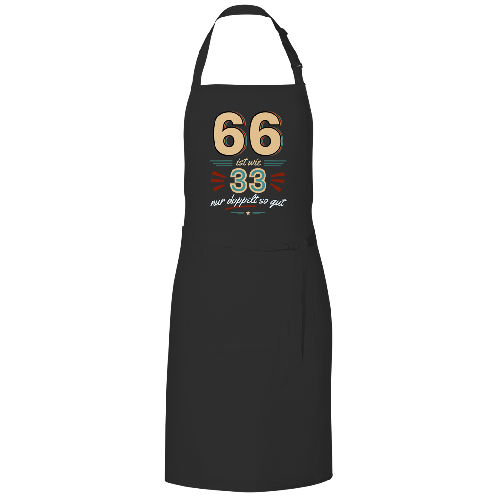 Grillschürze "66 ist wie 33, nur doppelt so gut" (Retro) schwarz