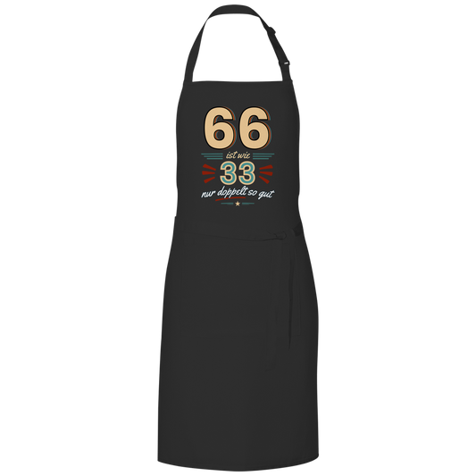 Grillschürze "66 ist wie 33, nur doppelt so gut" (Retro) schwarz