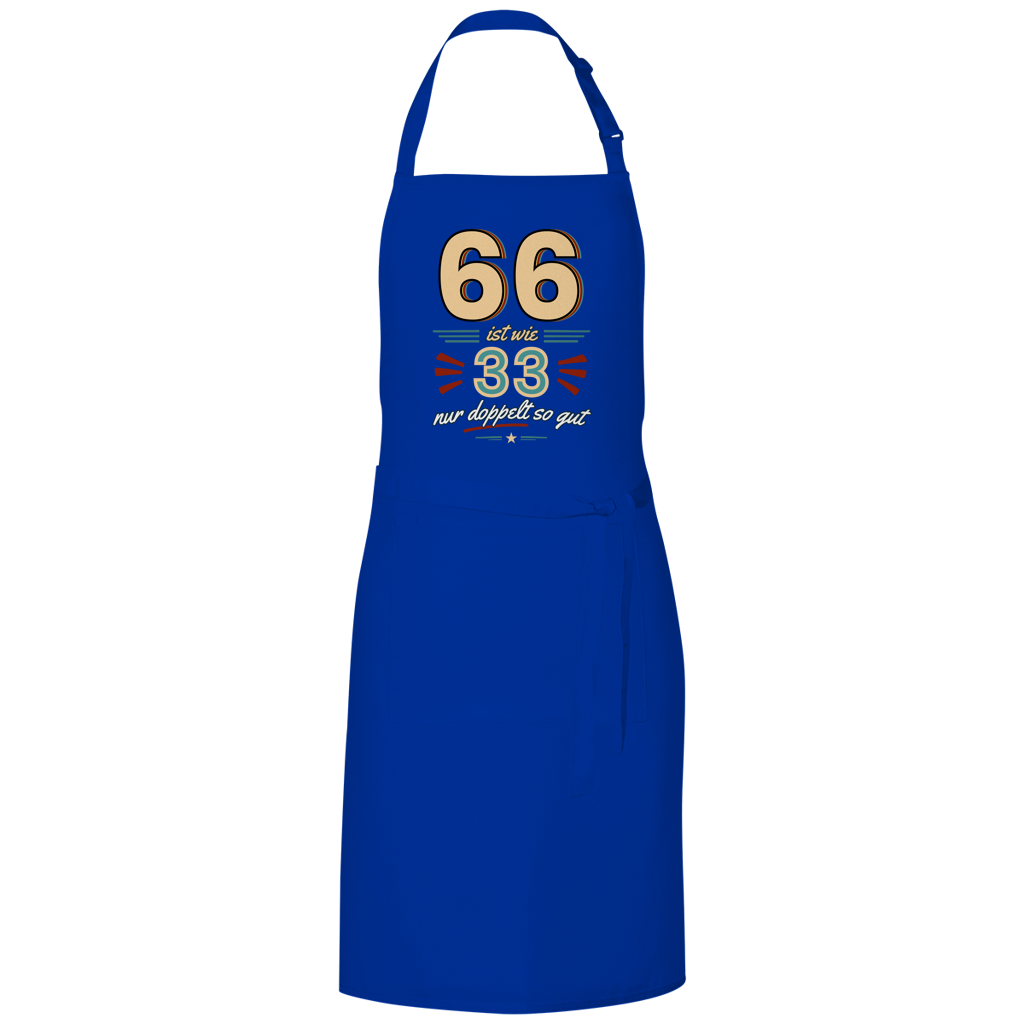 Grillschürze "66 ist wie 33, nur doppelt so gut" (Retro) blau