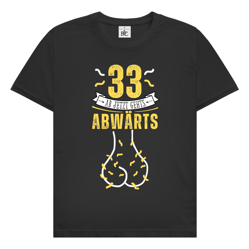 Herren T-Shirt "33 - ab jetzt gehts abwärts" schwarz
