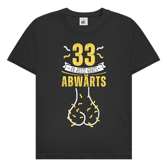 Herren T-Shirt "33 - ab jetzt gehts abwärts" schwarz