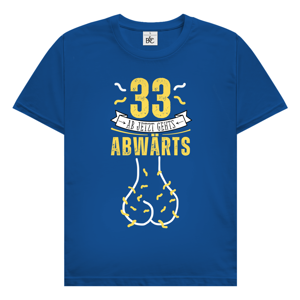 Herren T-Shirt "33 - ab jetzt gehts abwärts" blau