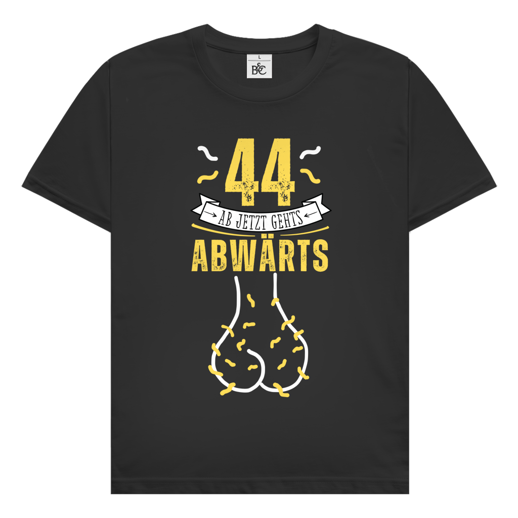 Herren T-Shirt "44 - ab jetzt gehts abwärts" schwarz