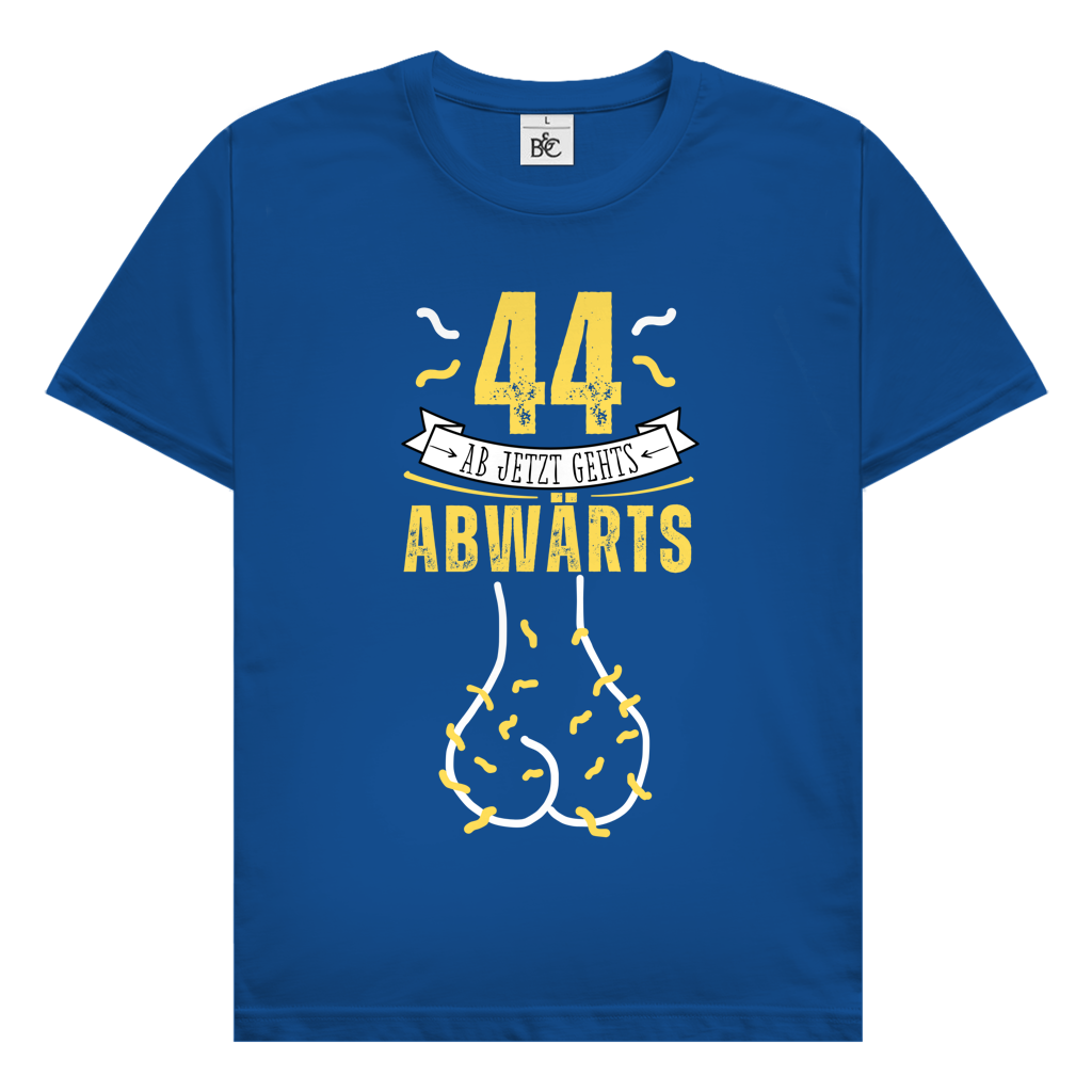 Herren T-Shirt "44 - ab jetzt gehts abwärts" blau