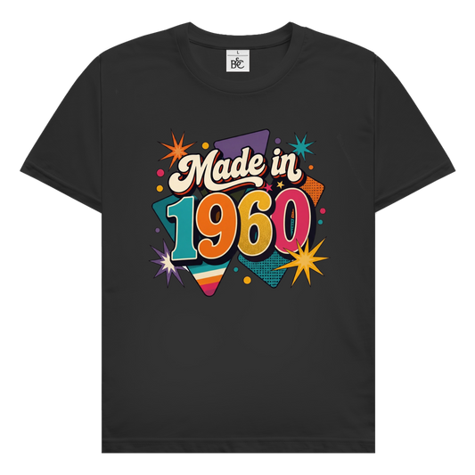 Herren T-Shirt "Made in 1960" (Retro-Sterne) schwarz