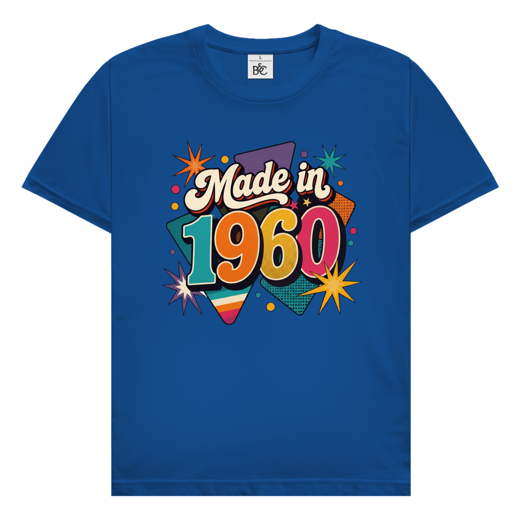 Herren T-Shirt "Made in 1960" (Retro-Sterne) blau
